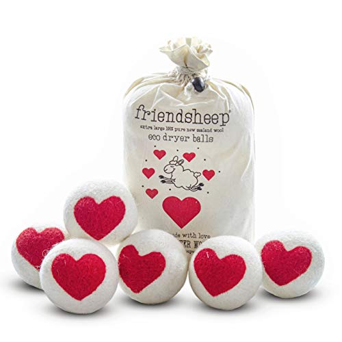 Friendsheep Wool Dryer Balls, Organic Reusable Fabric Softener Alternative for Laundry, Handmade, Fair Trade, Hypoallergenic, Eco-Friendly, Plastic-Free (6 Pack XL – One Love)