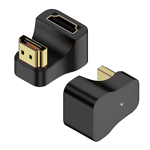 QIANRENON HDMI 2.1 U-Shape Angle Ultra HD Adapter 8K HDMI Male to Female 180° Angle Display Connector Socket, 8K@60Hz UHD2.1 3D, for HDTV Monitor Projector Laptop PC,2Pcs (Reverse)