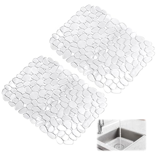 Lot de 2 tapis d'évier 30x40 cm - En PVC - Transparent - Pour vaisselle, verrerie, légumes
