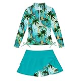 Vogseek 5 6 Years Girls Bathing Suit Two Pieces Hawaiian Child 5t 6t Swimsuit Quick Dry Set Rash Guard Swimming Wear UV Protective for Summer Beachwear Swimwear Green