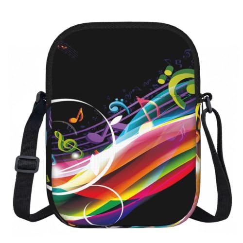 DOPKLNA Música colorida, Bolsos cruzados con cremallera, bolsos de hombro informales para mujeres y hombres.