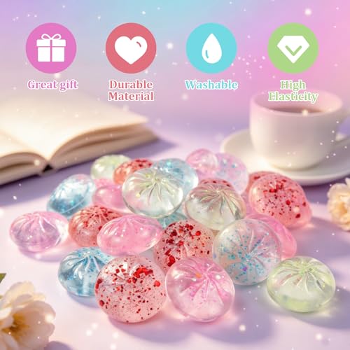 Image of 30 Pack Mini Dumpling Squeeze Flash Toys, Dumpling Squeeze Stress Relief Balls, 4 Colors Sensory Hand Toys, Desktop Stretch Stress Relief Toys