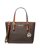 Michael Kors Jet Set Travel Convertible Carryall Top Zip Logo Tote - Brown