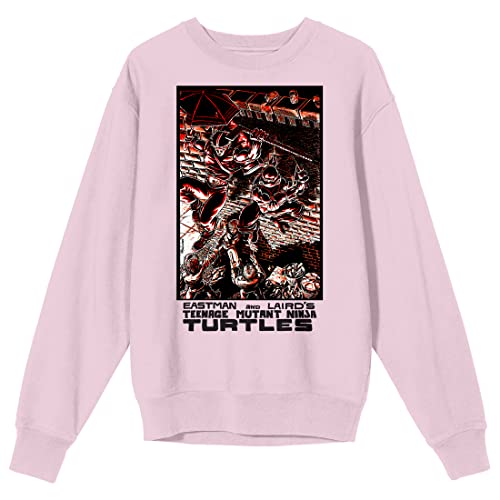 Bioworld TMNT Comic Origins Casey Jones & Raphael Comic Art Crew Neck Long Sleeve Cradle Pink Adult Sweatshirt