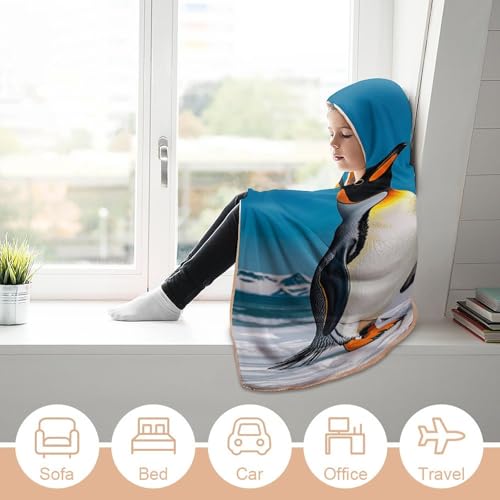 Couverture à capuche pingouins heureux cadeau cocooning idéal - 7