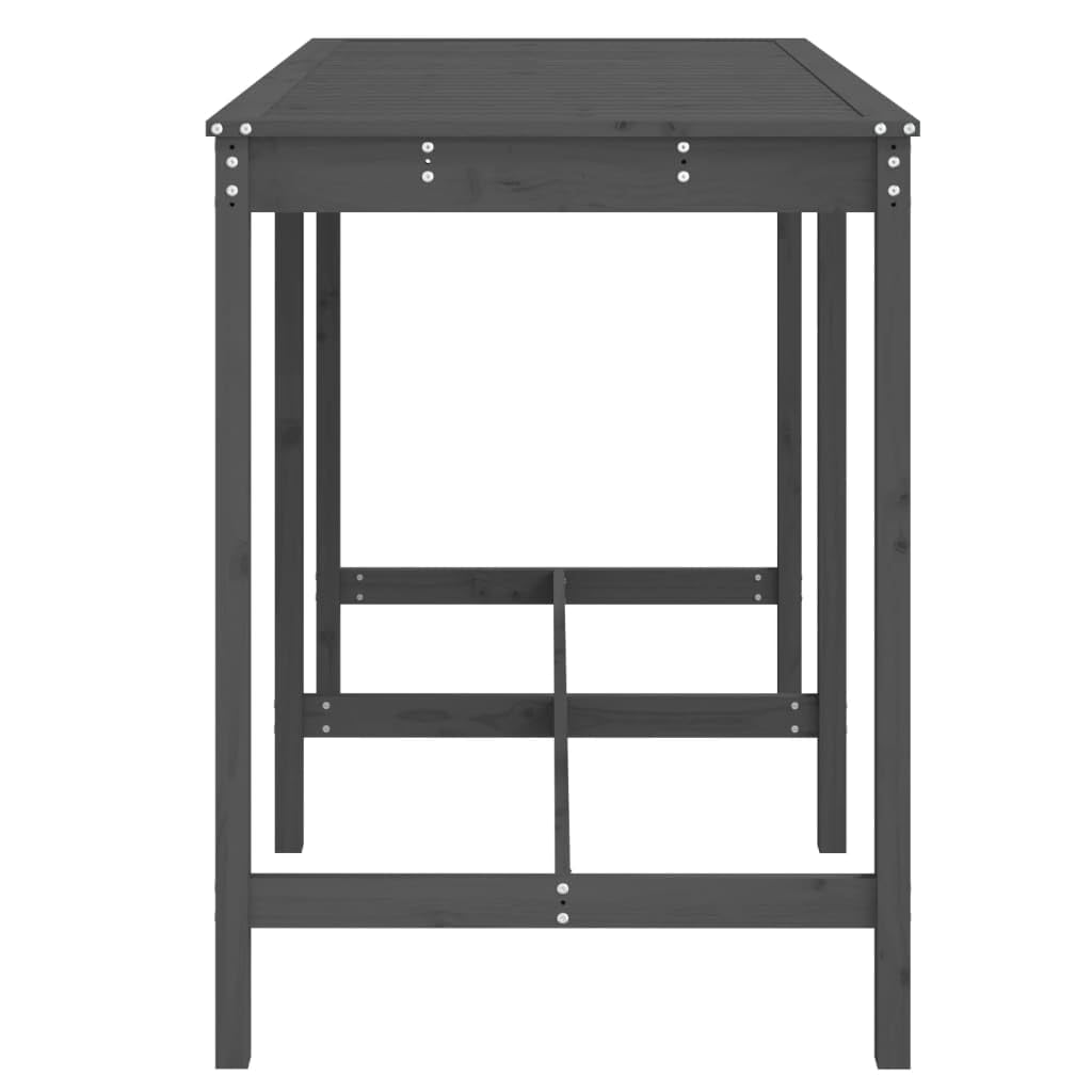 Stół ogrodowy, szary, z litego drewna sosnowego, 159,5 x 82,5 x 110 cm, stabilny, wytrzymały, na balkon, taras, do ogrodu zimowego, idealny do grillowania, jedzenia i pikniku