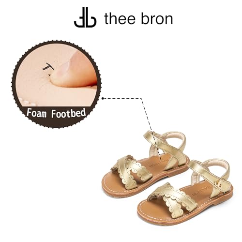 Image of THEE BRON Toddler Girls Sandals Wedding Flower Girl Dress Shoes Open Toe Flats