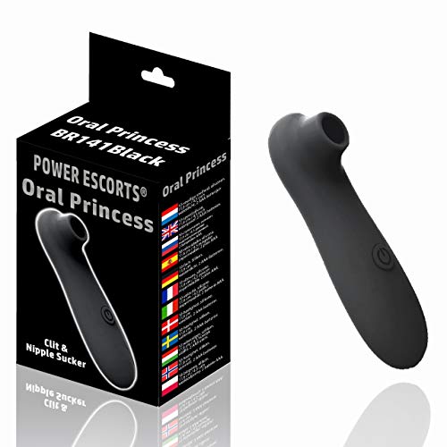 Power Escorts - BR141 - Oral Princess - Air Pressure Vibrator - Waterproof - Air Sucker - Oral Sucker - Clitoral Stimulator/Massager - Stylish - Multiple Functions - Runs On Batteries - Black