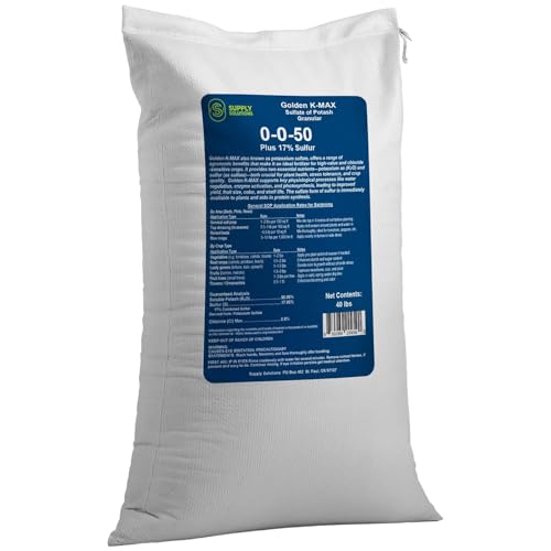 Supply Solutions | 0-0-50 Plus 17% Sulfur | Golden K-Max Sulfate of Potash (SOP) - Granular Fertilizer | High Potassium Plant Fertilizer for Indoor and Outdoor Garden - Stronger Roots (40 Pounds)