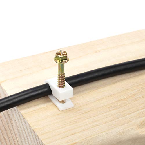 The Cimple Co CMP-ANCR_SCRWCLIP-SGL-WHT-50P Ribbed Plastic Conical Anchors And White Cable Screw Clips - For Concrete, Stucco thumb #3
