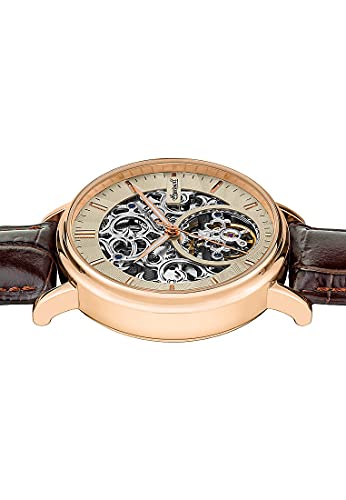 Ingersoll 1892 The Charles Herren-Automatikuhr, 44 mm, mit champagnerfarbenem Skeleton-Zifferblatt und schwarzem Echtlederarmband I05805 – Bild 5