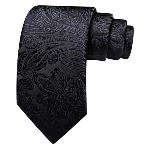 Image of Barry.Wang Men Tie Set Paisley Silk Necktie Pocket Square Cufflinks Formal Wedding Business Party