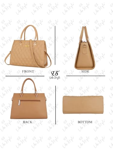 Image of LIKE STYLE Quilted PU Rexine Handbag with Detachable Sling Strap