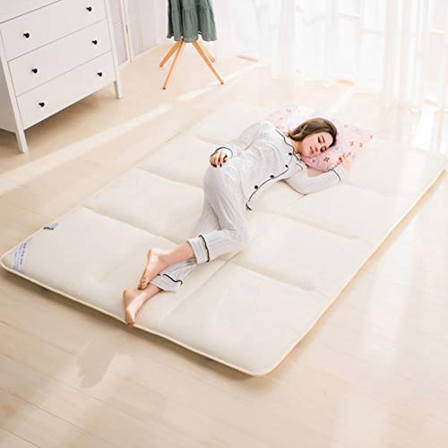 Love House Acolchado Tatami Colchón Padtatami Colchón Cojín, Japonés Shiki Futón Colchón Plegable Primeros del Colchón Respirable Portátil Sleeping Pad para Camping-Beige 120x200cm(47x79inch)
