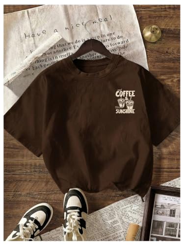 Image of RoseSeek Women's Graphic Letter Tee Crew Neck Drop Shoulder Trendy Summer T Shirt Short Sleeve Vintage Car Print Top