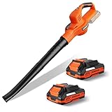 Leaf Blower Cordless with 2 Batteries and Charger, 150MPH Handheld Electric Speed Mode, 2.0Ah Battery Powered Blowers for Lawn Care, Patio, Blowing Leaves, Snow