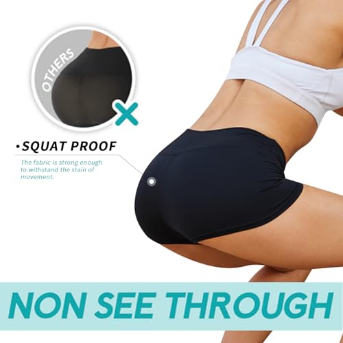 JiaYouLC High Waisted Mini Pants, Women's Stretchy Anti Chafing Shorts Yoga Gym Cycling Sports Running Workout Hot Pants - Image 4