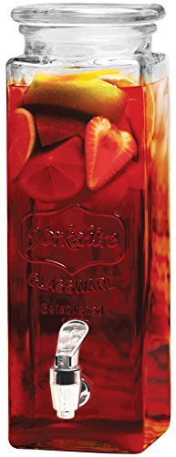 Circleware 67111 Yorkshire Mason Jar Tall Square Glass Beverage Dispenser with Lid and Spigot, 2.5 Quart, Clear