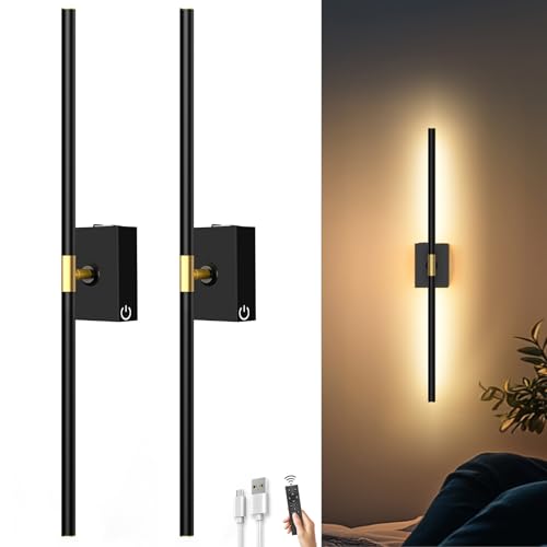 Battery Operated Wall Sconces Set of 2: 10000mAh Rechargeable Wall