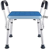 Bath Chair Shower Benches Bench with Arms,Medical Shower Chair Bench Bath Stool Safety Shower Seat for Elderly, Adults, Disabled,Blue Shower Stools and Benches