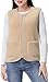 GIMECEN Womens Fuzzy Sherpa Fleece Vest Cozy Sleeveless Jacket Full Zip Outerwear Faux Shearling Waistcoat With Pockets