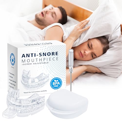 Anti Snore Mouth Guard Reusable Adjustable Anti Snoring Device BPA-Free Includes Storage Case Effective Stop Snoring & Teeth Grinding Aids for Men and Women(Clear)