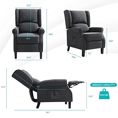Leisland Wingback Recliner Chair For Living Room Fabric Lazyboy Push Back Chair With Heat And Massage, Tufted Armchair With Padded Seat,Grey(Set Of 2) #TOP1