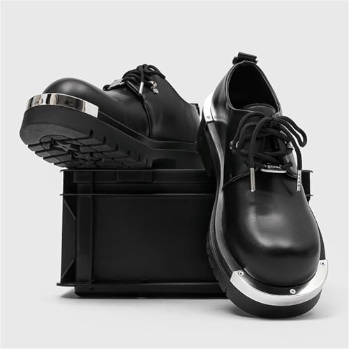 Men's Leather Lace Up Chunky Platform Dress Oxfords Shoes with Metal Plate Non Slip Heightening Round Toe Comfortable Derby Shoes for Formal Office Party Wedding Business2