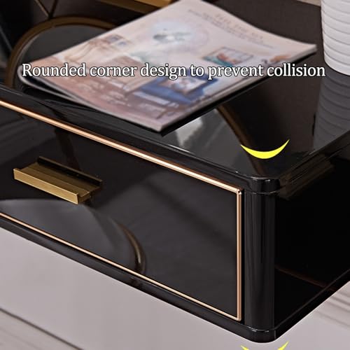 Console multimédia murale noire au design suspendu et finitions mates