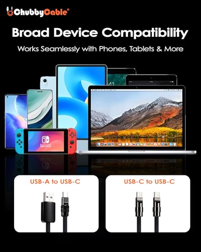 Image of chubbycable Black Chubby - Special Black Samurai Edition Silicone USB C Cable Durable 240W Fast Charging Cable Phones Tablets Power Bank Charger Cord, Type C to Type C, 0.32FT