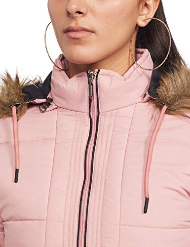 Image of Qube By Fort Collins Women's Medium-Length Bomber Jacket with Detachable Hood Stylish Winterwear for All-Day Comfort |Material: Nylon