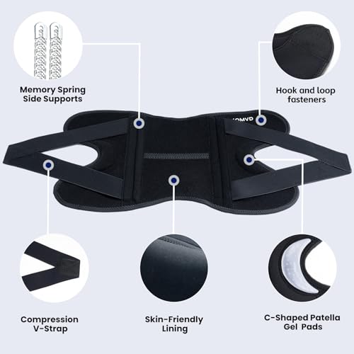 JOMVD Knee Brace for Knee Pain, Meniscus Tear, Adjustable Knee Support with Side Spring Stabilizers for Meniscus Tear, Arthritis, Patella Stability, Knee Pain Relief, Women and Men