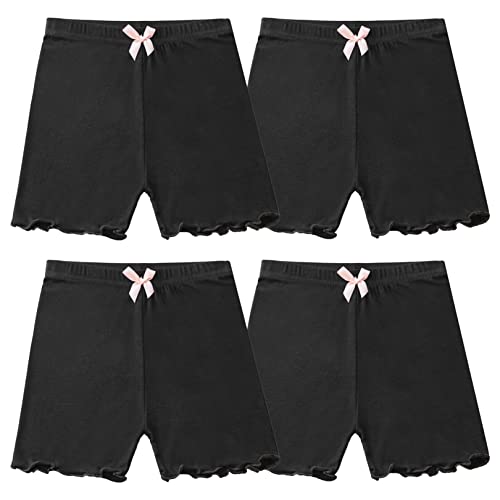 FEESHOW 4 Pack Girls Kids Dance Shorts Bike Shorts Gymnastics Yoga Tumbling Bottoms Active Under Dress Shorts2