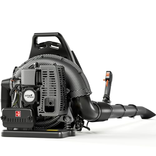 HTK Backpack Blower, 63CC Gas Powered Leaf Blower with 665 CFM & 205 MPH for Commercial Lawn Care, Yard Debris & Snow Removal (Black)