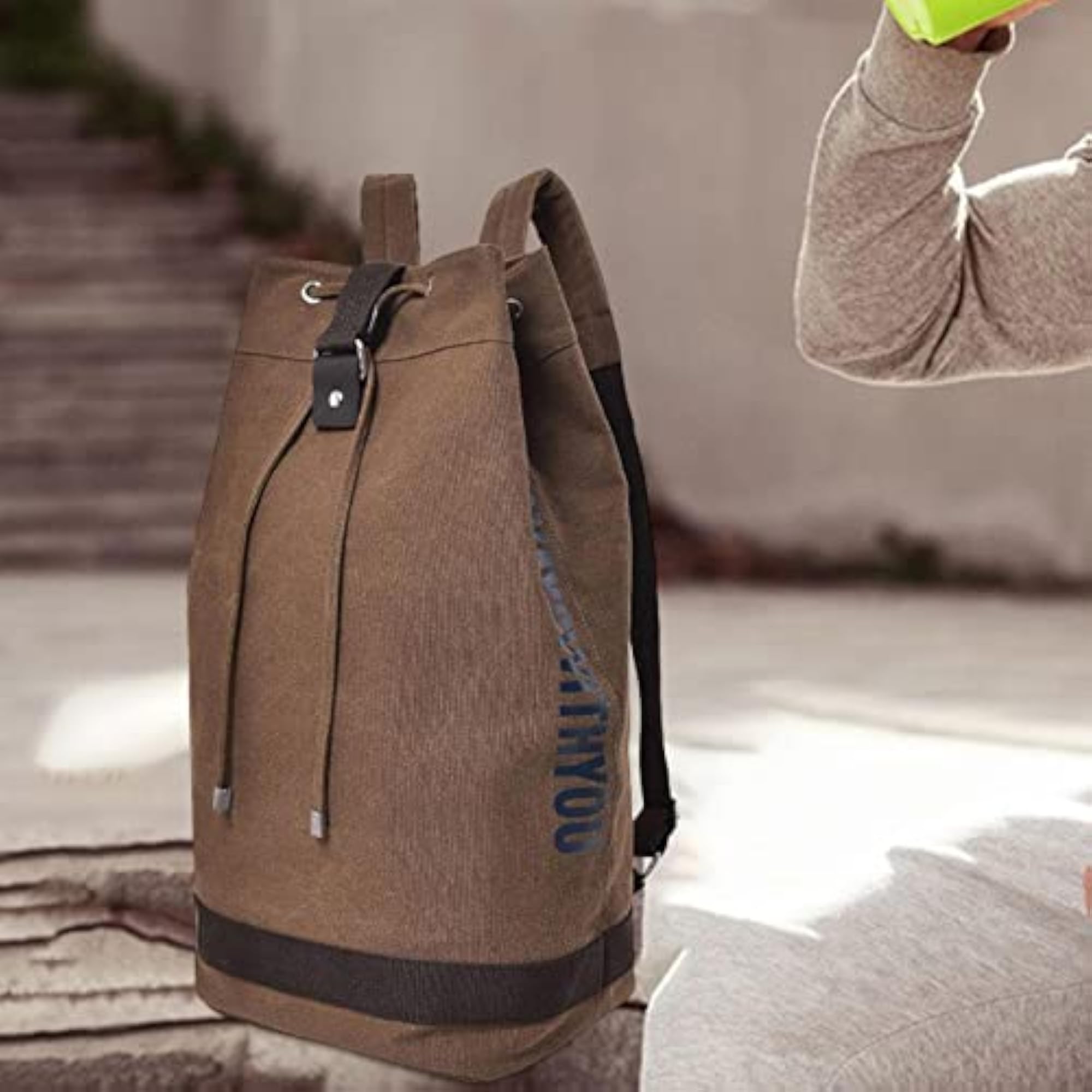 Men's Canvas Rucksack Laptop Backpack for Hiking