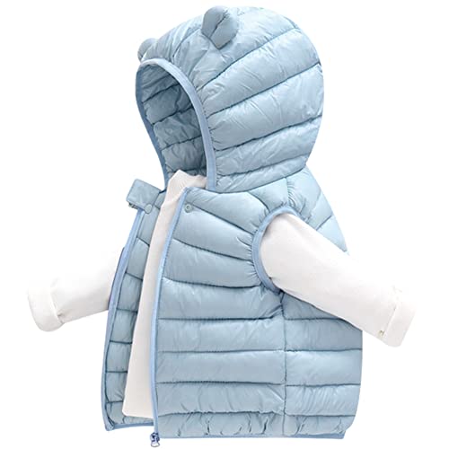 Image of AIWUHE Baby Boys Girls Hooded Puffer Vest Winter Lightweight Sleeveless Bear Ears Zipper Up Jacket Down Vest Coat Vests Kids