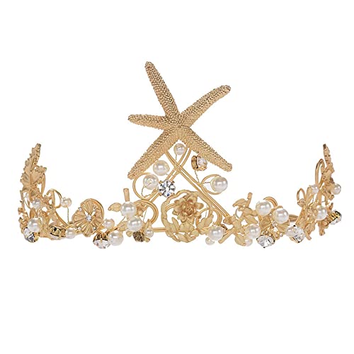 Corona de estrellas de mar para bodas en la playa y peinados de novia románticos