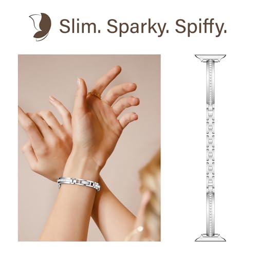 Missair Compatible for Apple Watch Straps 40mm 38mm 41mm 44mm 42mm 45mm 46mm 49mm for Women Slim Metal Jewelry Bracelet with Bling Diamond for iWatch SE Series 11 10 9 8 7 6 5 4 3 2 1 (Only strap) - Image 3