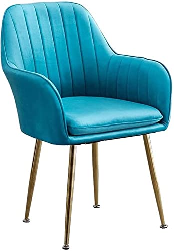 SJIALEN Modern Kitchen Dining Chairs, for Office Kitchen Bedroom Chairs with Metal Legs Velvet Backrests Seat Living Room Armchair Kitchen Chair (Color : Blue, Size : 46x40x85cm)