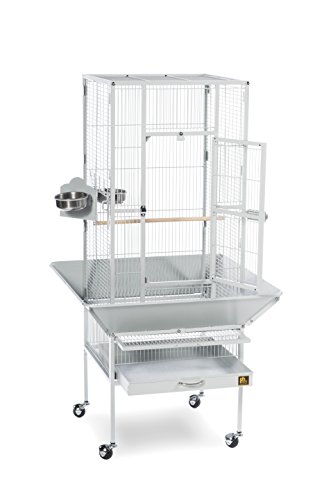 Image of Prevue Pet Products Wrought Iron Select Bird Cage - Steel Cage with Rolling Stand and Seed Guards, Durable Design, Ideal for Cockatiels and Medium Birds - Pewter Hammertone