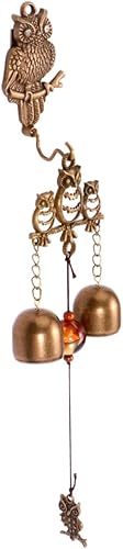Yardwe Campana de viento con diseño de búho, timbre de animal, campanilla de Feng Shui, decoración de puerta, campanas de viento para exteriores,