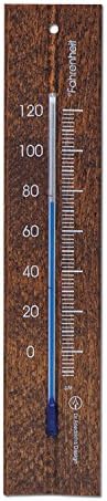 HOKCO Analog Wall Thermometer Beechwood 7.8 inch Fahrenheit Temperature Scale (Walnut Finish)
