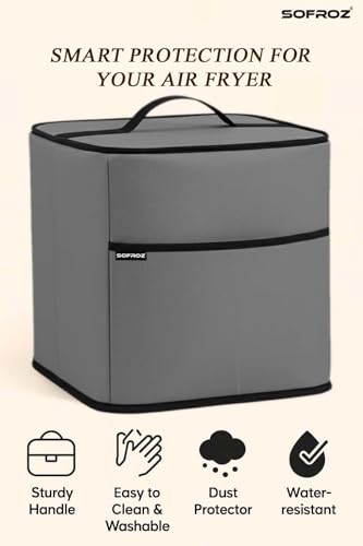 Image of Oven Air Fryer Top Cover with 2 Storage Pockets - Dustproof & Waterproof, Washable Protective Cover for Kitchen Appliances (36x36x36 cm) (Grey)