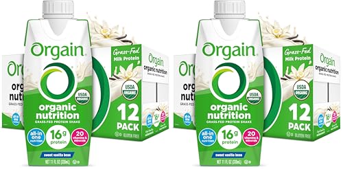 Image of Orgain Organic Nutritional Shake, Vanilla Bean - Meal Replacement, 16g Protein, 20 Vitamins & Minerals, Gluten Free, Soy Free, Kosher, Non-GMO, 11 Ounce, 12 Count (Packaging May Vary) (Pack of 2)