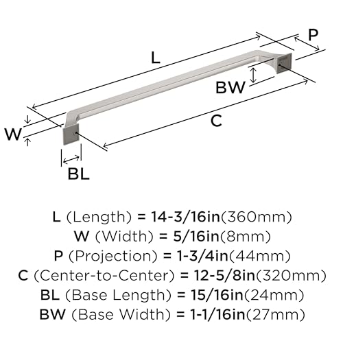 Amerock Exceed 12-5/8 inch (320mm) Center-to-Center Satin Nickel Cabinet Pull, BP36925G10 by Amerock - Image 3