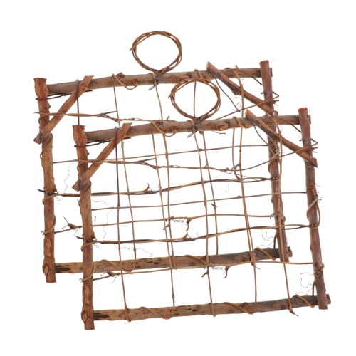 BESPORTBLE 2Pcs Rustic Wooden Air Plant Frame Stand Versatile Wall Mount Holder for Tillandsia Display Home Decor Easy Maintenance Photography Prop Country Style Plant Wall Art