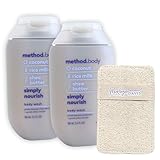 McKenzie Davis Method Body Wash, Travel Size, Simply Nourish, Coconut, Rice Milk, and Shea Butter, 3.4 Fluid Ounce, Pack of 2, Bundle with Deep Cleaning Loofa Sponge