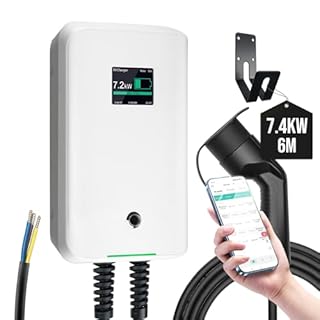 Morec Chargeur ev Type 2 32A 7KW 6M avec APP Prend en Charge la Connexion Standard Bluetooth et WiFi pour la Station de Charge ev Prise IEC 62196-2 Standard