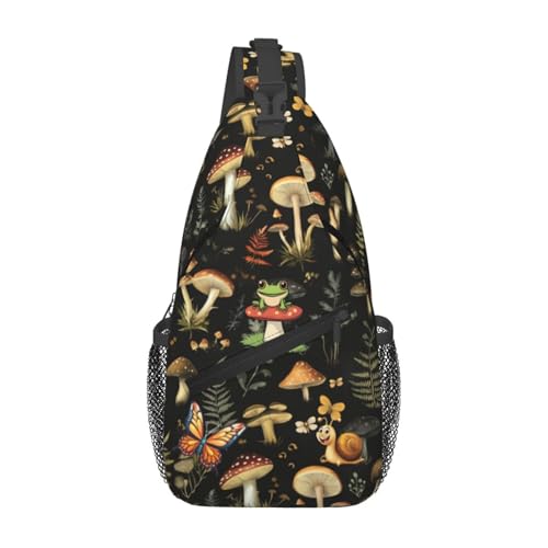 Image of Mushroom Frog Snail Crossbody Bag Sling Bag Backpack Chest Bags Shoulder Bag for Women Men