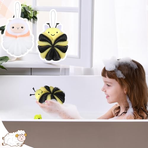 Esponjas de baño para niños de malla suave que genera espuma abundante 4
